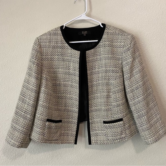 Alex Marie Jackets & Blazers - Alex Marie Open Front Tweed Jacket 18W Plus Size Knit Blazer Coatigan Old Money